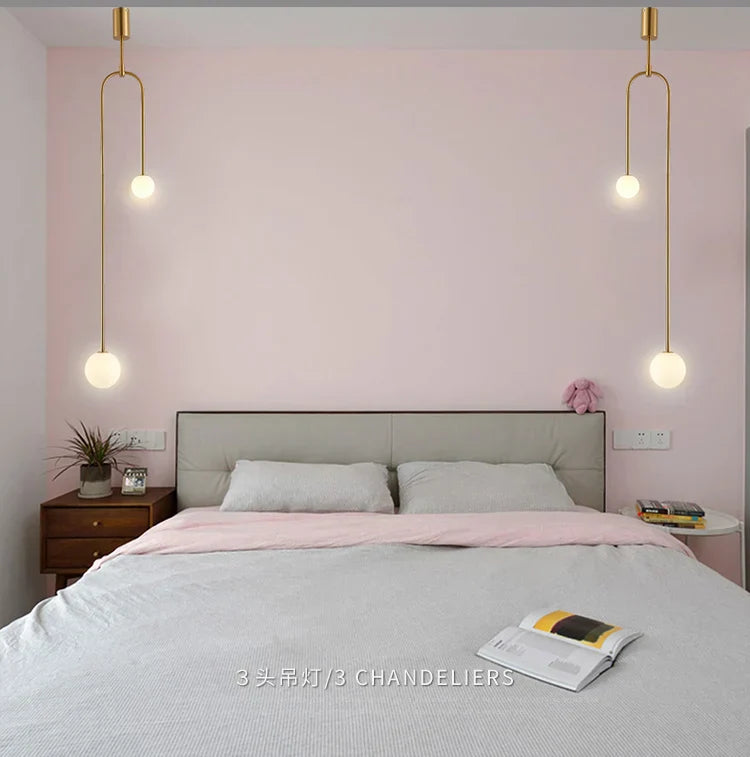 DecorBites™ Gold Glass Ball Pendant - Modern Hanging Lamp for Living Room Bedroom
