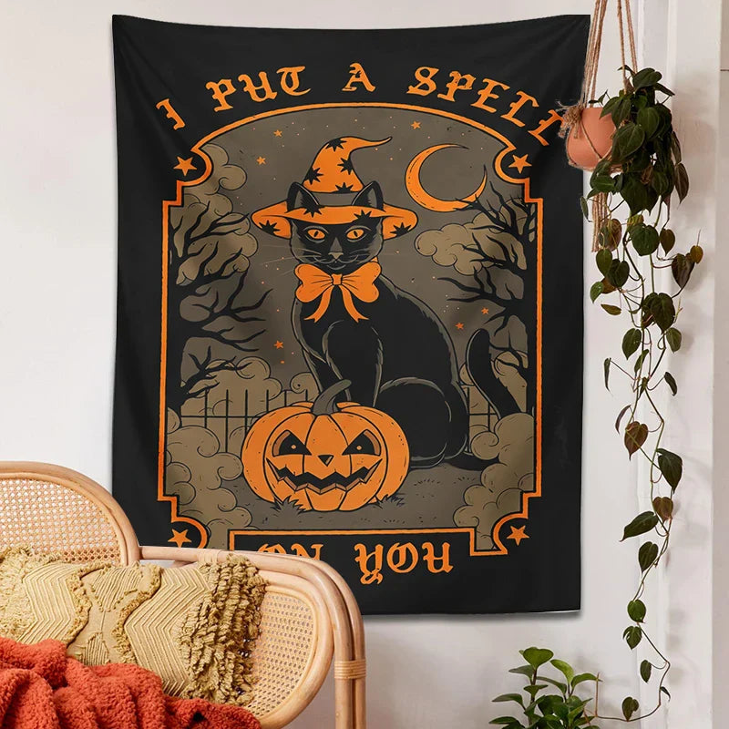Halloween Cat Wall Tapestry