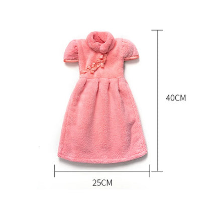 DecorBites™ Coral Fleece Cheongsam Hand Towel: Soft, Absorbent, Quick-Drying For Household & Wall Mount