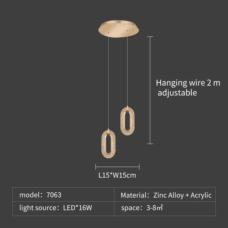 DecorBites™ Crystal Rings Chandelier: Staircase Luxury LED Lighting Fixture