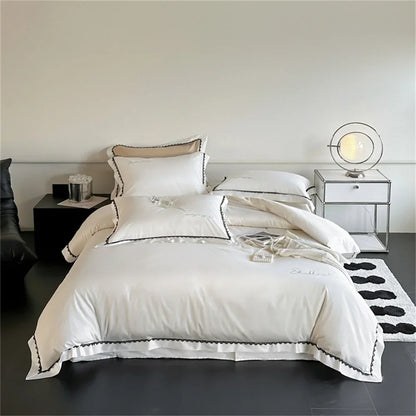DecorBites™ Hot Diamond Lace Egyptian Cotton Bedding Set: Sheet, Pillowcase, Duvet Cover, Full-Queen-King Size