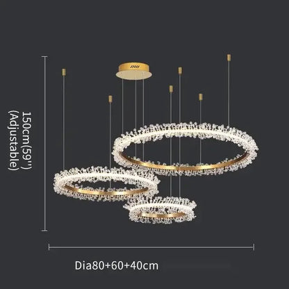 DecorBites™ Crystal Gold Ring LED Chandelier for Home Decoration Luxurious Living Room Dining Bedroom