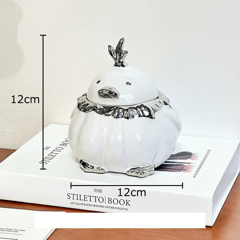 DecorBites™ Garlic Duck Ceramic Ashtray with Lid - Unique Desk Decoration and Smoking Accessory
