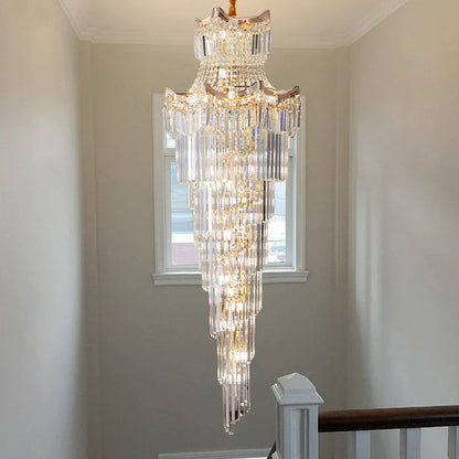 DecorBites™ Crystal Stair Chandelier: Modern Duplex Villa Light Luxury for Elegant Living Rooms