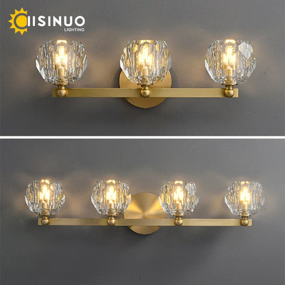 DecorBites™ Gold Solid Copper Crystal Vanity Light Fixtures for Bathroom and Bedroom