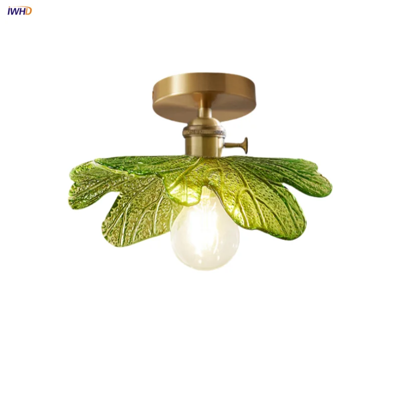 Green Glass Copper Ceiling Light