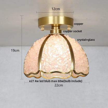 DecorBites™ Crystal Glass LED Ceiling Light Copper Canopy Nordic Modern Design