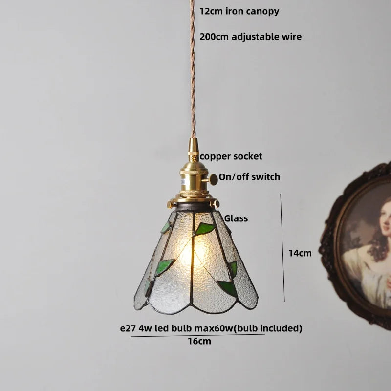 DecorBites™ LED Adjustable Pendant Light Fixture Amber Glass Walnut Wood Bar Hanging Lamp