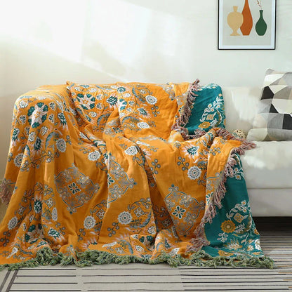DecorBites™ Gauze Boho Towel Blanket - Soft Cotton Nordic Sofa Cover & Throw