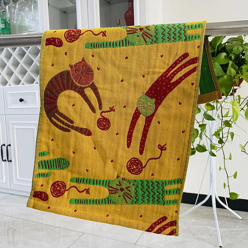 Cat Print Face Towels