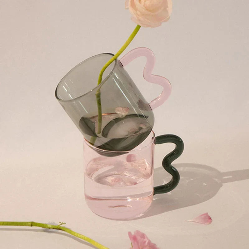 DecorBites™ Handmade Glass Mug High Borosilicate Heat-resistant Tea Coffee Cup
