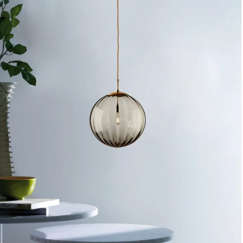 Nordic Glass Globe Pendant Light With Iron Finish