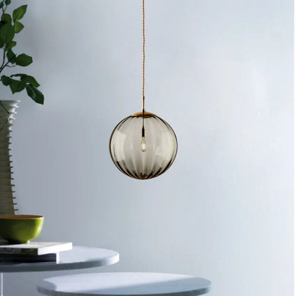 Nordic Glass Globe Pendant Light With Iron Finish