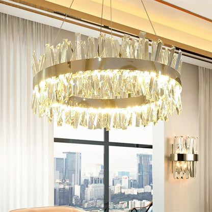 DecorBites™ Crystal LED Pendant Light Chrome/Gold Luxury Chandelier for Kitchen Living Room.