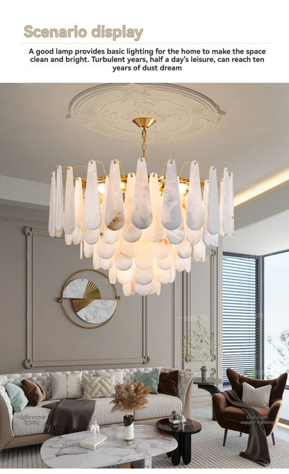 French Marble Pendant Light Modern Copper E14 LED Water Droplet Chandelier for Living Room Dining Room Bedroom Home Decor Lights