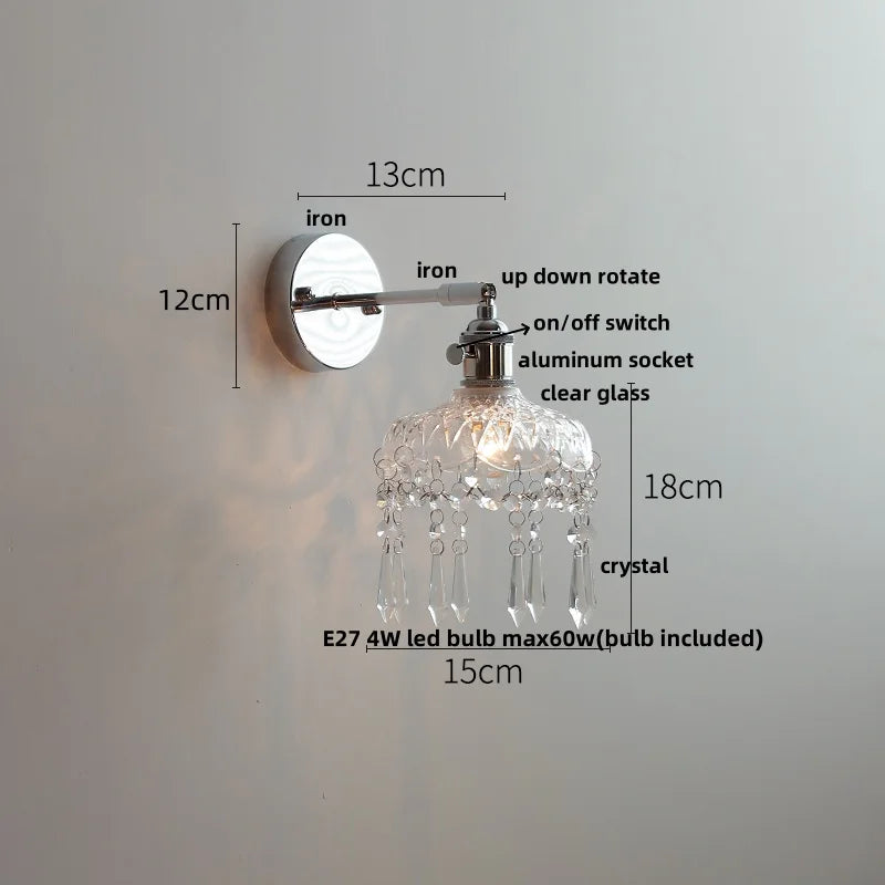 DecorBites™ Clear Glass LED Wall Sconce Pull Chain Modern Light Fixtures