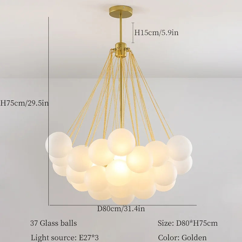 DecorBites™ Glass Ball LED Chandelier for Bedroom Dining Living Room
