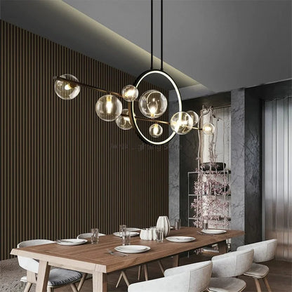 DecorBites™ Glass Strip Bubble Chandelier: Unique Magic Bean Pendant Light for Modern Decor