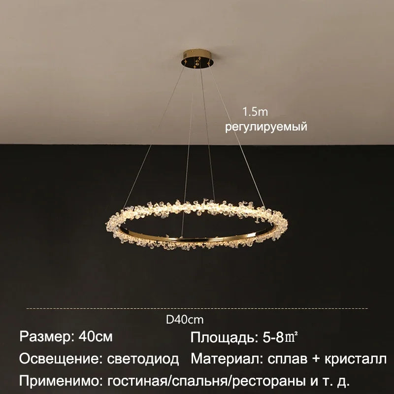 Gold Crystal LED Chandelier 4-Ring Design
