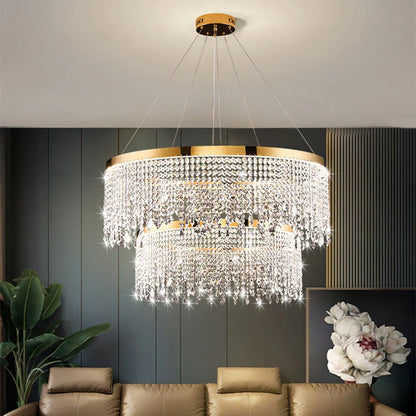 DecorBites™ Crystal Waterfall Chandelier for Foyer Dining Room Hotel Home Decor