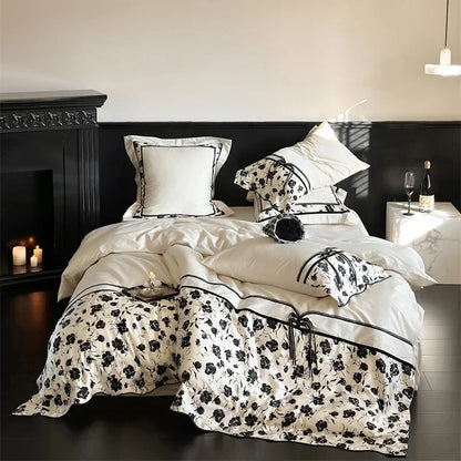 DecorBites™ Cotton Patchwork Bedding Set King Queen Ru Full Size Sheet Duvet Cover Pillowcase Linens