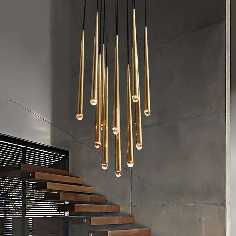 Gold Copper Crystal Chandelier