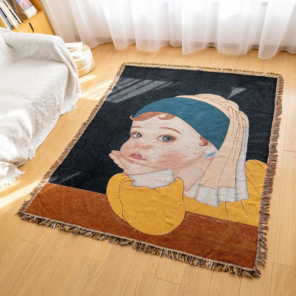 Tapestry Knit Sofa Blanket