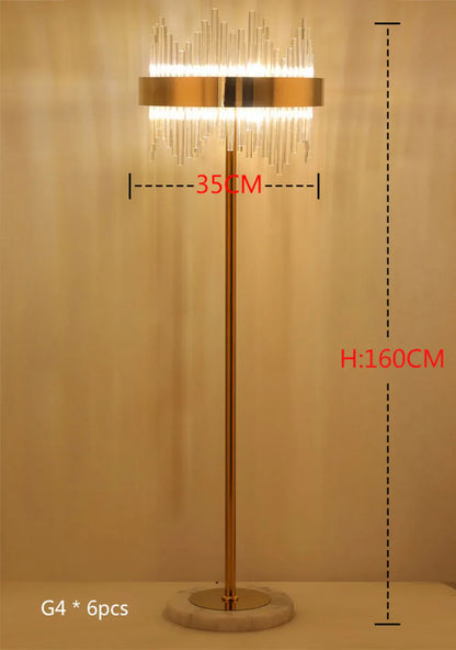 DecorBites™ Crystal Gold Floor Lamp for Bedroom & Living Room - Modern Luxury LED Light