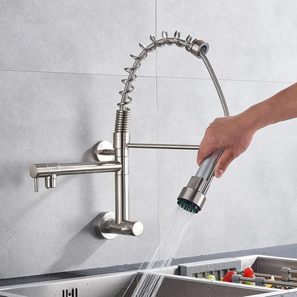 DecorBites™ Dual Spout Kitchen Faucet Swivel Wall Mount 360 Rotation Cold Water Tap