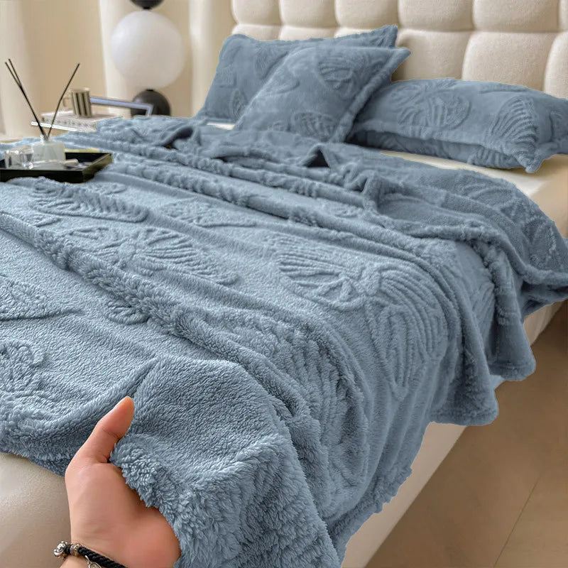 DecorBites™ Luxe Chiffon Butterfly Jacquard Throw: Soft & Cozy Blanket for Couch or Bed