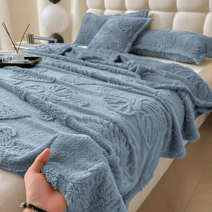 DecorBites™ Luxe Chiffon Butterfly Jacquard Throw: Soft & Cozy Blanket for Couch or Bed