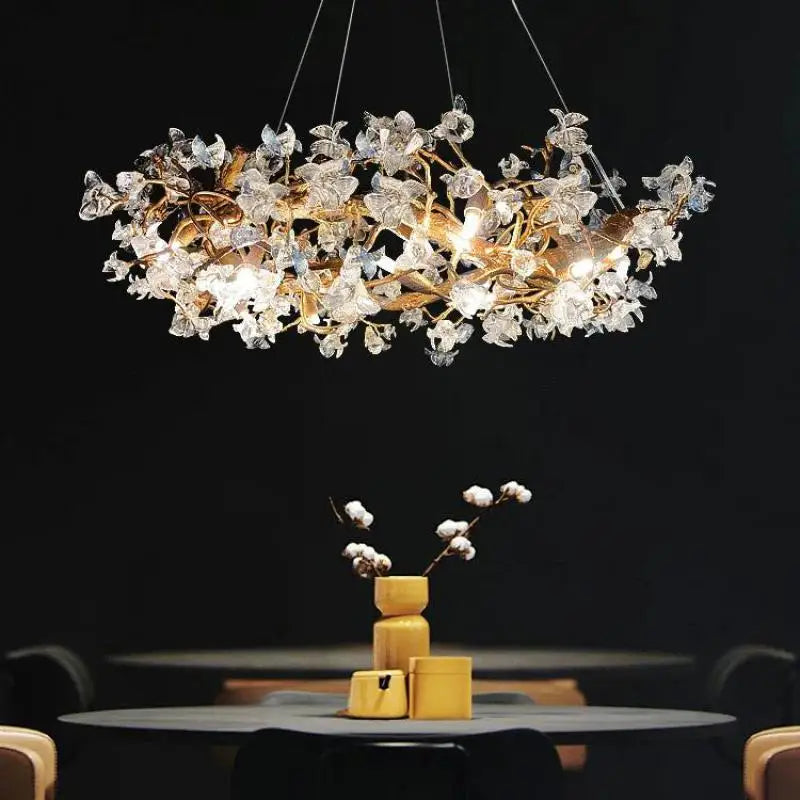 Glass Crystal Flower Chandelier