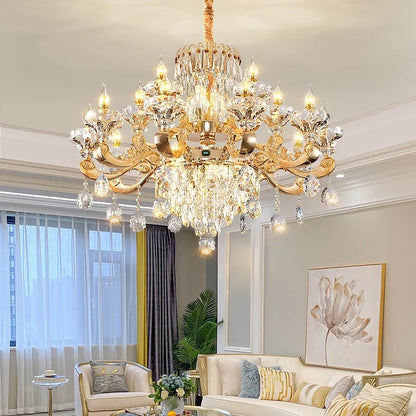 DecorBites™ Elegant Duplex Crystal Chandelier for Villa Living Room & Hotel Lobby