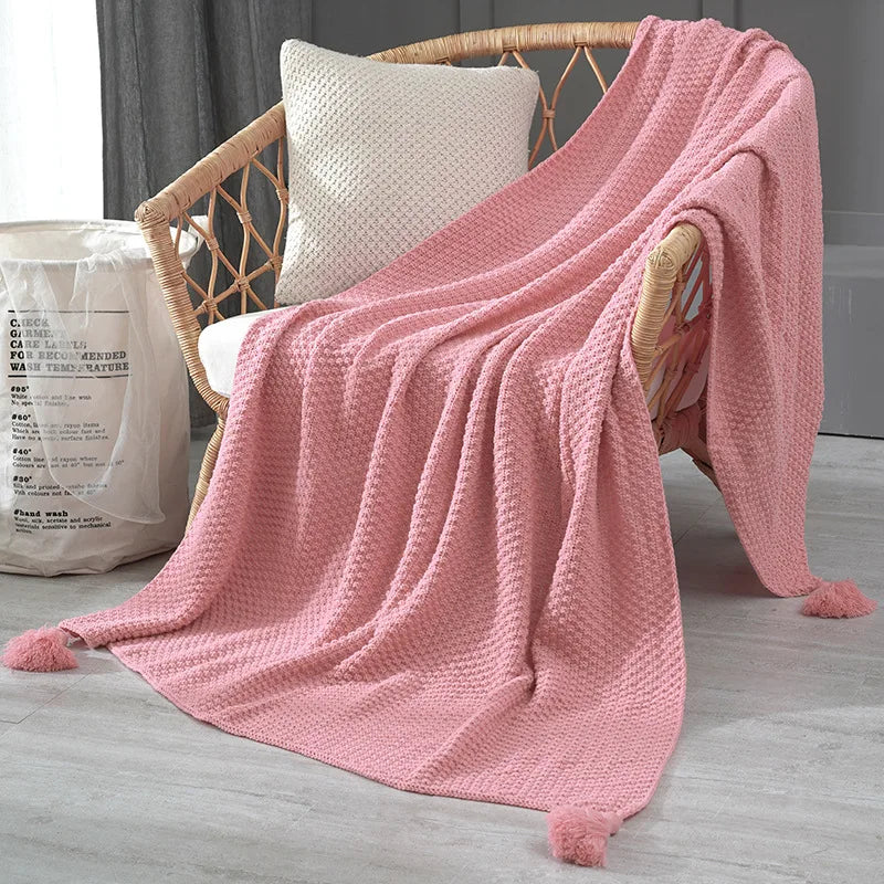 Fringe Knit Sofa Throw