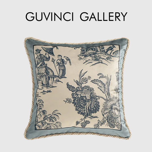 DecorBites™ Delft Blue Toile De Jouy Cushion Covers - Vintage French Style Home Decor