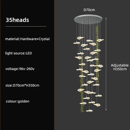 DecorBites™ Crystal Glass Staircase Chandelier: Modern Nordic Luxury Living Room Lighting