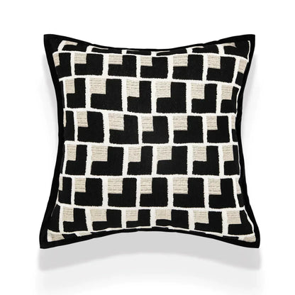 DecorBites™ Geometric Texture Black Gold Cushion Cover for Elegant Living Room Decor