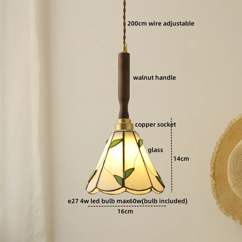DecorBites™ LED Walnut Copper Pendant Light with Knob Switch - Modern Style Lighting Fixtures