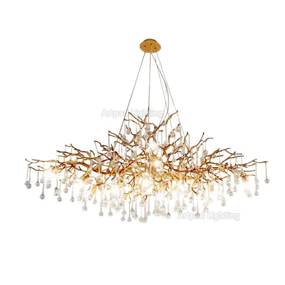 DecorBites™ Crystal LED Chandelier: Luxe Gold Lighting Fixture for Living Room & Kitchen
