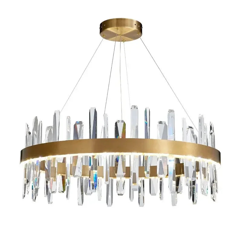 Gold Crystal Round Chandelier K9 Long DIA100cm