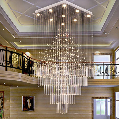 DecorBites™ Crystal Column Chandelier: Modern Living Room Lighting
