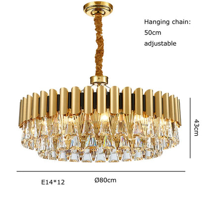 DecorBites™ Gold Crystal Chandelier Lights LED Nordic Classic Living Room Lamparas
