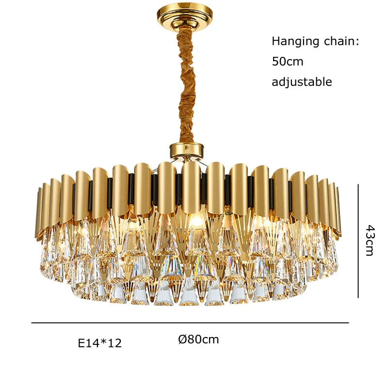 Gold Nordic Crystal Chandelier Polished Dia100cm