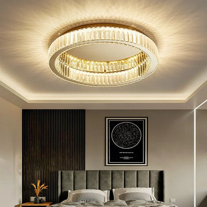 DecorBites™ Crystal Circle Chandelier: Modern Nordic LED Ceiling Lamp for Living Room, Bedroom, Study
