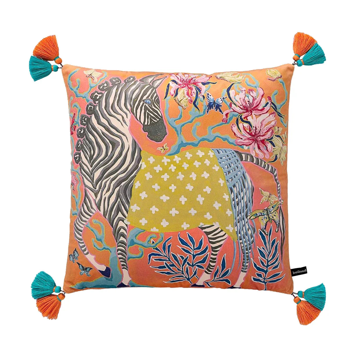 DecorBites™ Luxe Cheetah Halo Pillowcase: Decorative Tassel Cushion Cover GG Style