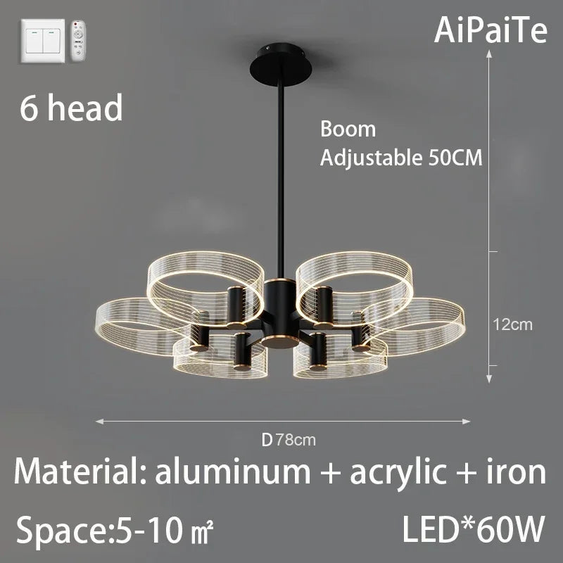 DecorBites™ Acrylic Lustre Chandelier for Living Room, Bedroom, Kitchen - Hanging Ceiling Lamps