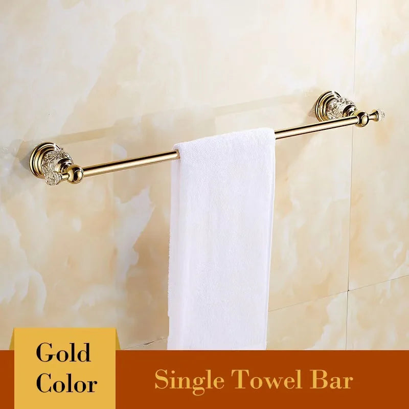 DecorBites™ Crystal Bathroom Towel Rack: European Style Hardware Bath Organizer