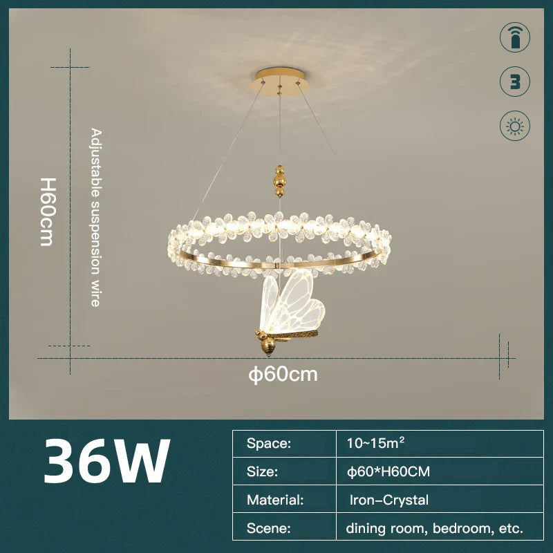 DecorBites™ Crystal Ring LED Chandelier: Modern Luxury Pendant Lamp for Home Decor