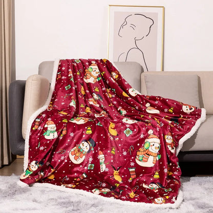 DecorBites™ Cozy Flannel Blanket for Christmas Sofa Cover in Digital Lamb Wool Nap Blanket