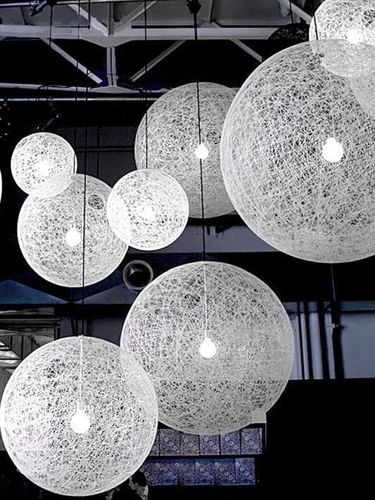 DecorBites™ Hemp Rattan Sphere Pendant Lights for Home Decor & Lighting